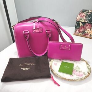 Kate Spade Alessa Satchel Bag Set with Full-size Wallet & Dust Bag Pink